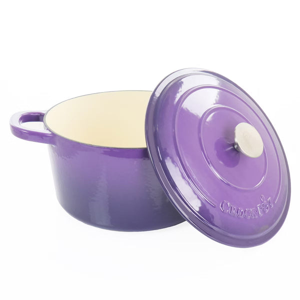 Dutch Oven – 2 Piece 5 Quart Enameled Cast Iron Dutch Oven – Purple